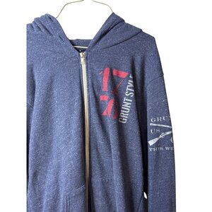 Grunt Style Mens Medium Blue Fleece Jacket Full Zip USA Patriotic Tactical Logo